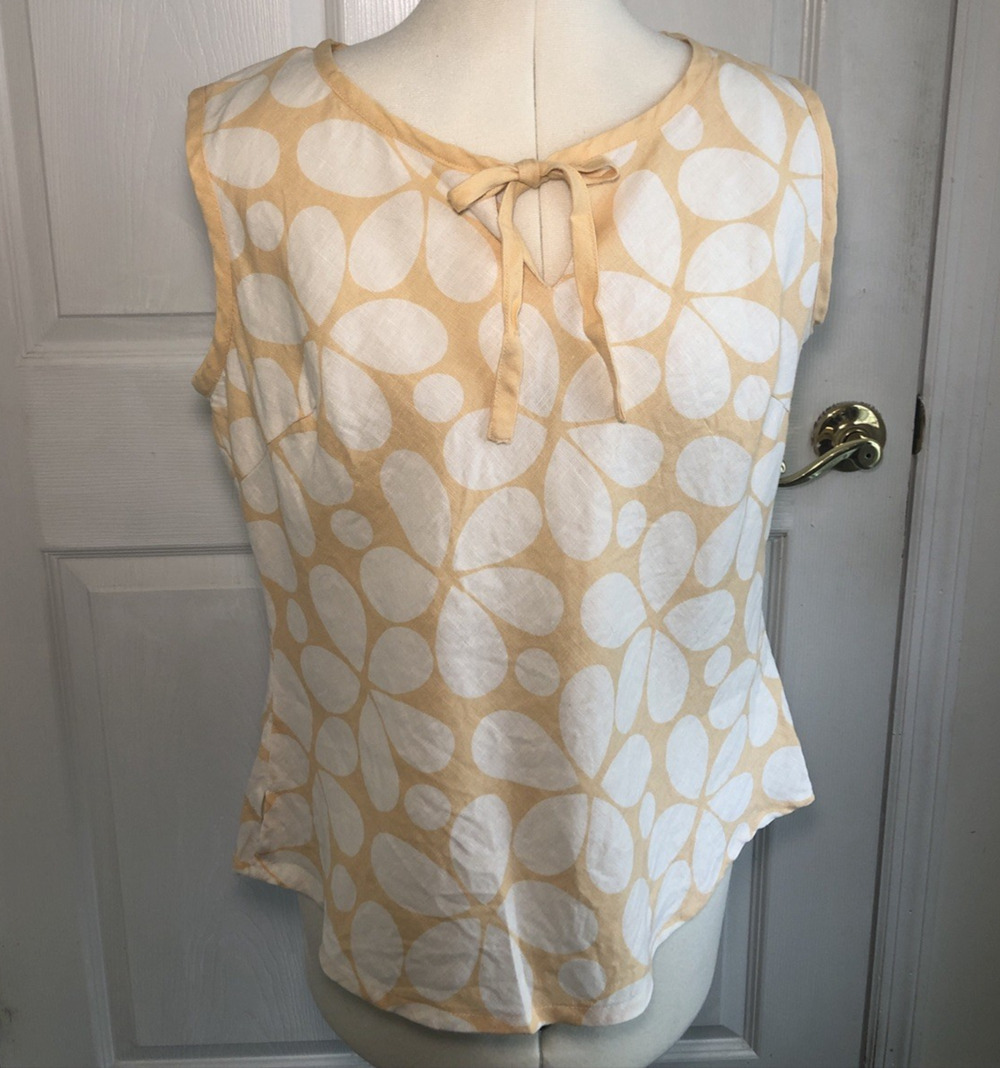 Vtg Y2K 100% Linen Shirt sz Lg JMP Coquette Mod Cottagecore indie sleaze pop